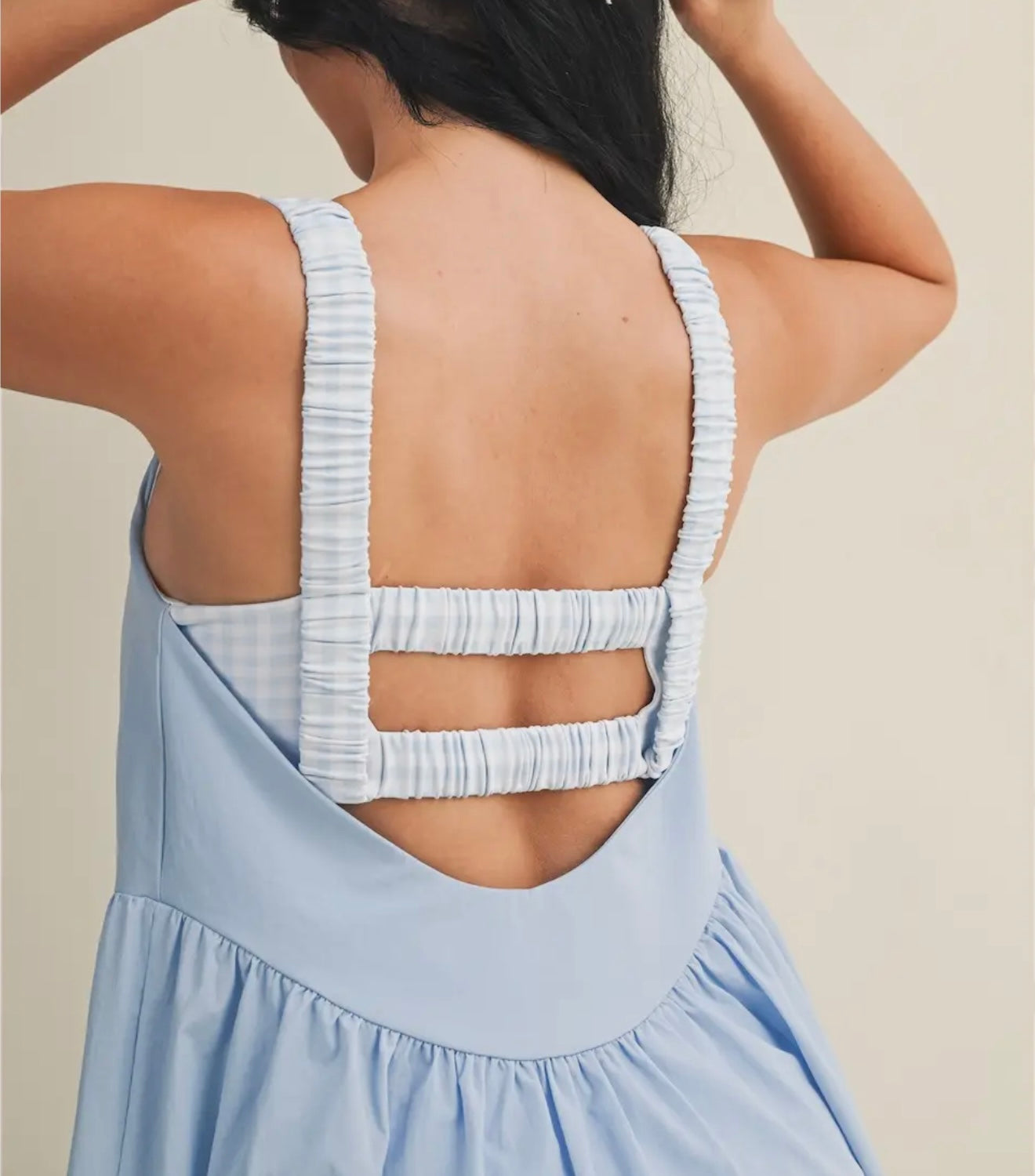 Kimberly Blue Gingham Athletic Romper