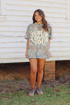 Jesus Loves You Oversized Camo Tee