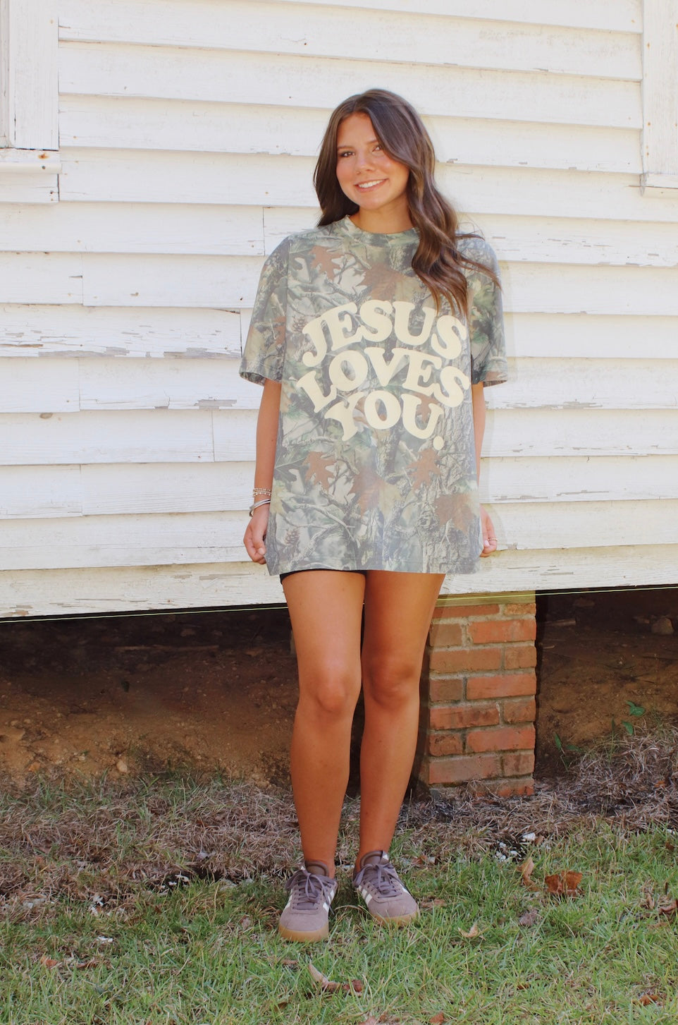 Jesus Loves You Oversized Camo Tee
