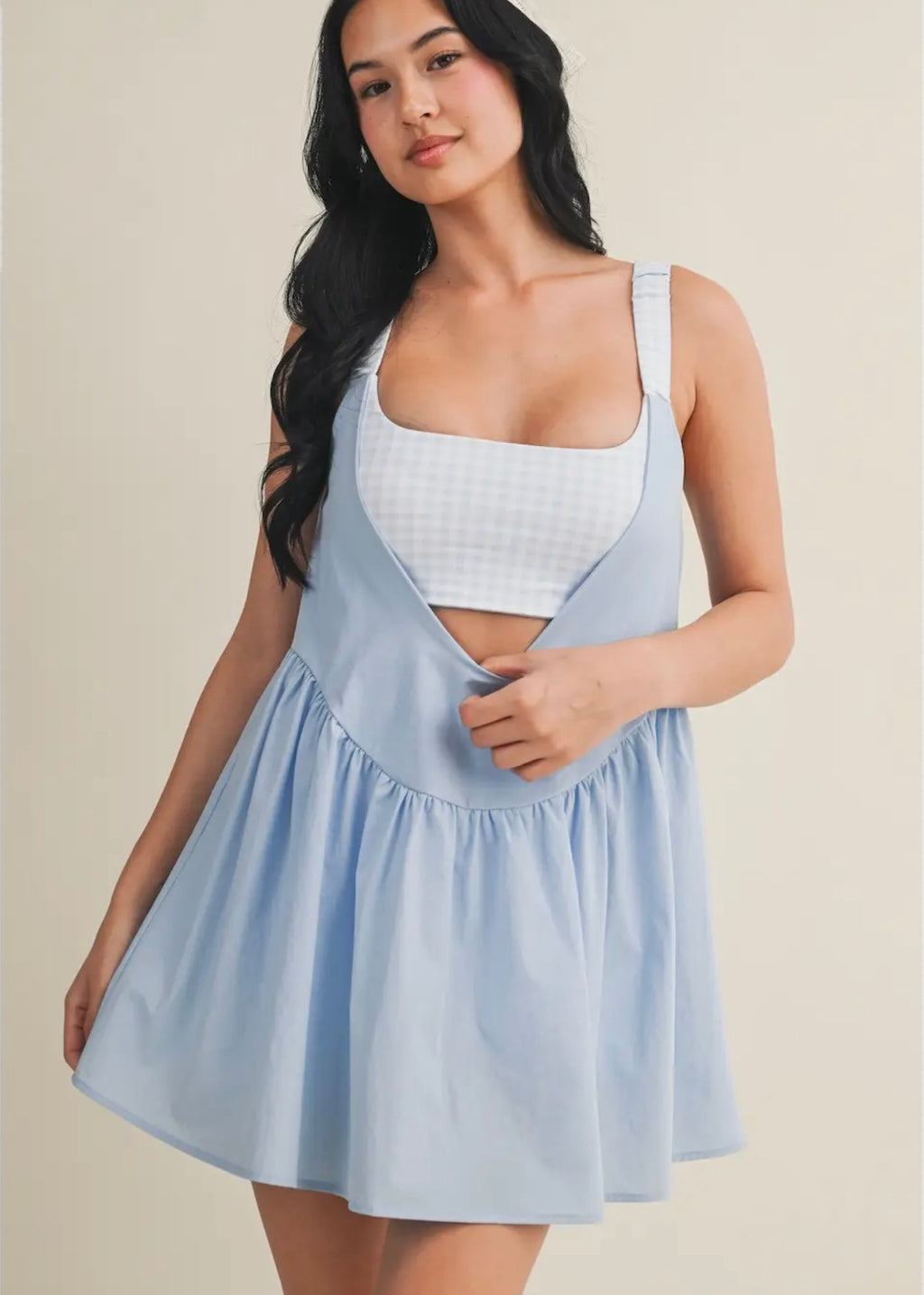 Kimberly Blue Gingham Athletic Romper