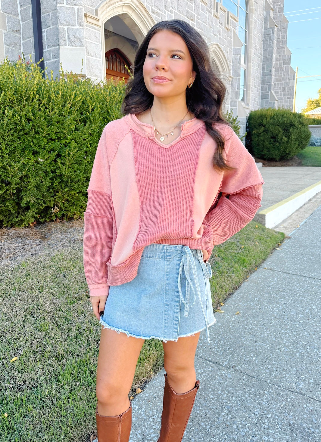 Autumn Waffle Knit Top