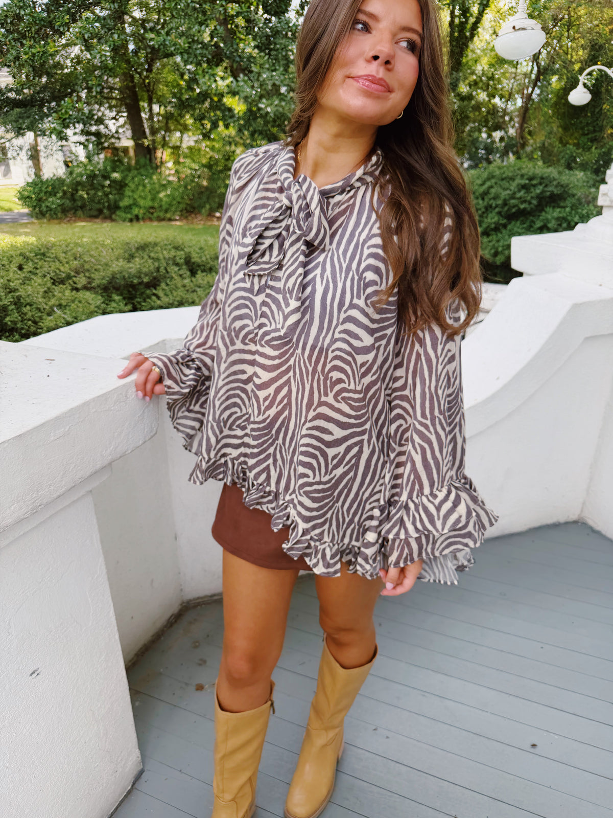 Zebra Ruffle Blouse