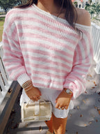 Sweetheart Striped Off-the-Shoulder Top