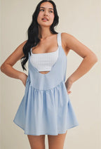 Kimberly Blue Gingham Athletic Romper