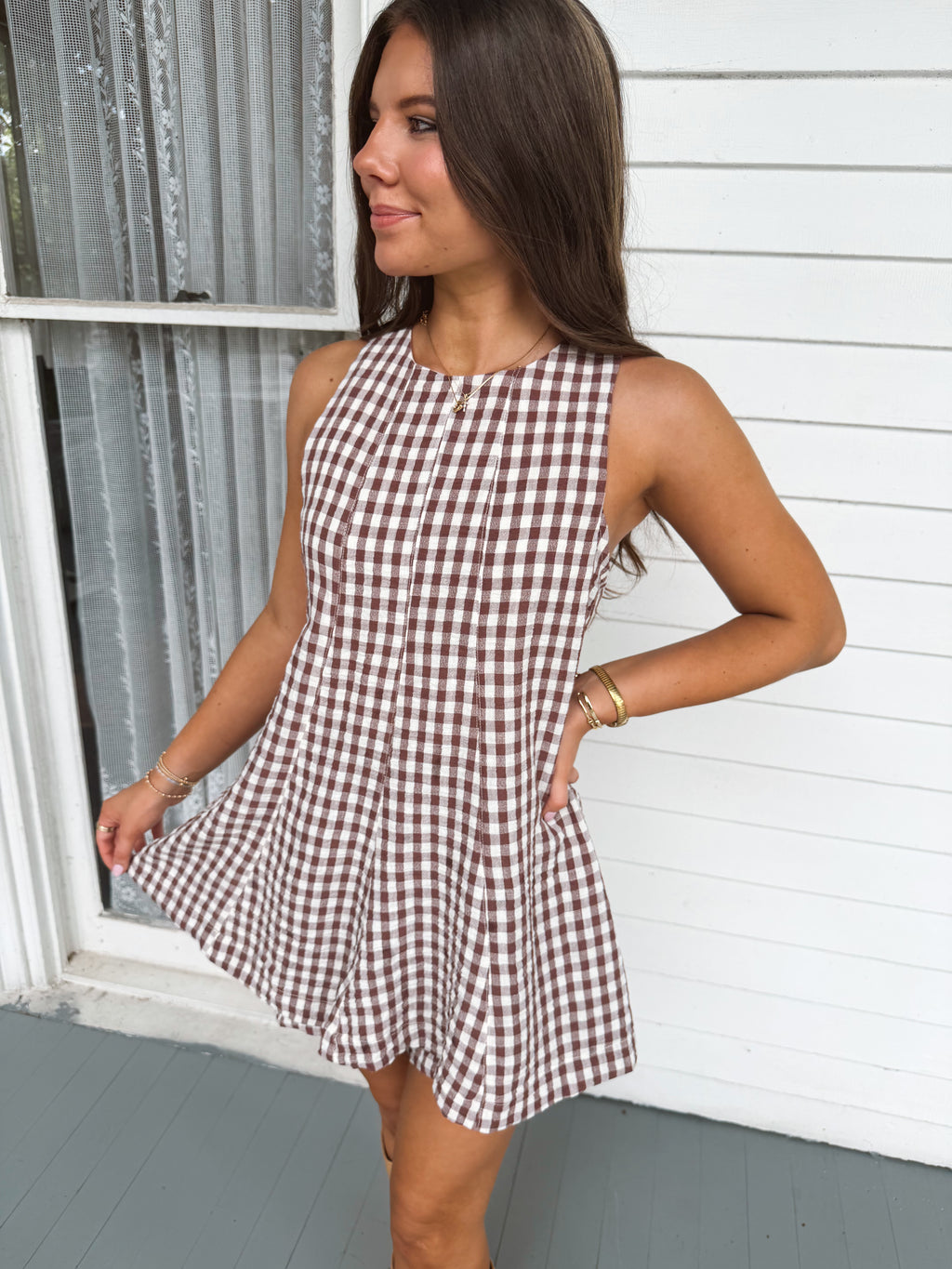 Brown Sugar Gingham Romper