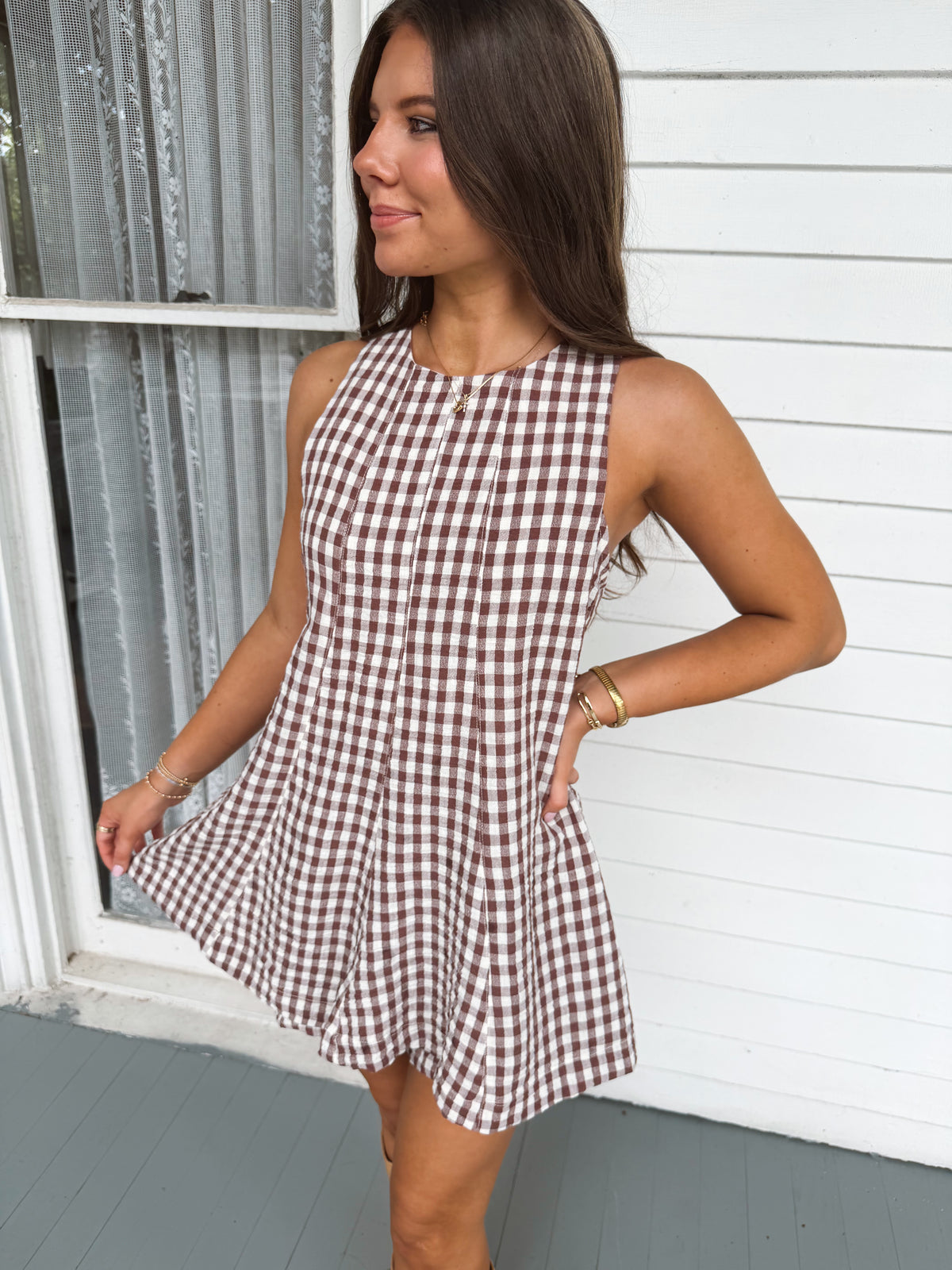 Brown Sugar Gingham Romper