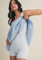 Kimberly Blue Gingham Athletic Romper