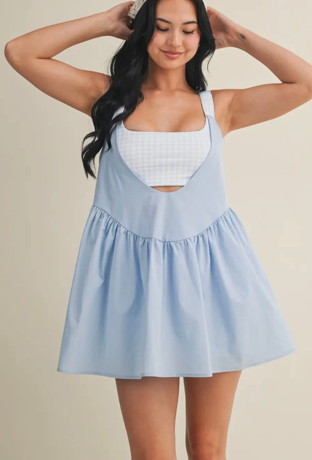 Kimberly Blue Gingham Athletic Romper