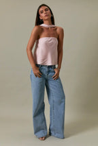 Blushing Satin Scarf Top