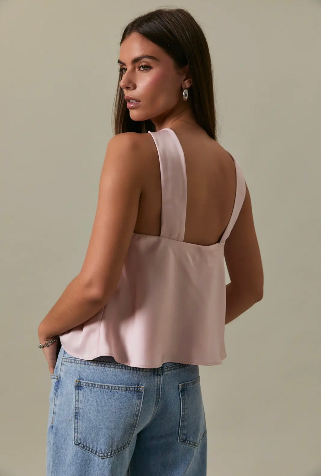 Blushing Satin Scarf Top