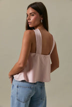 Blushing Satin Scarf Top