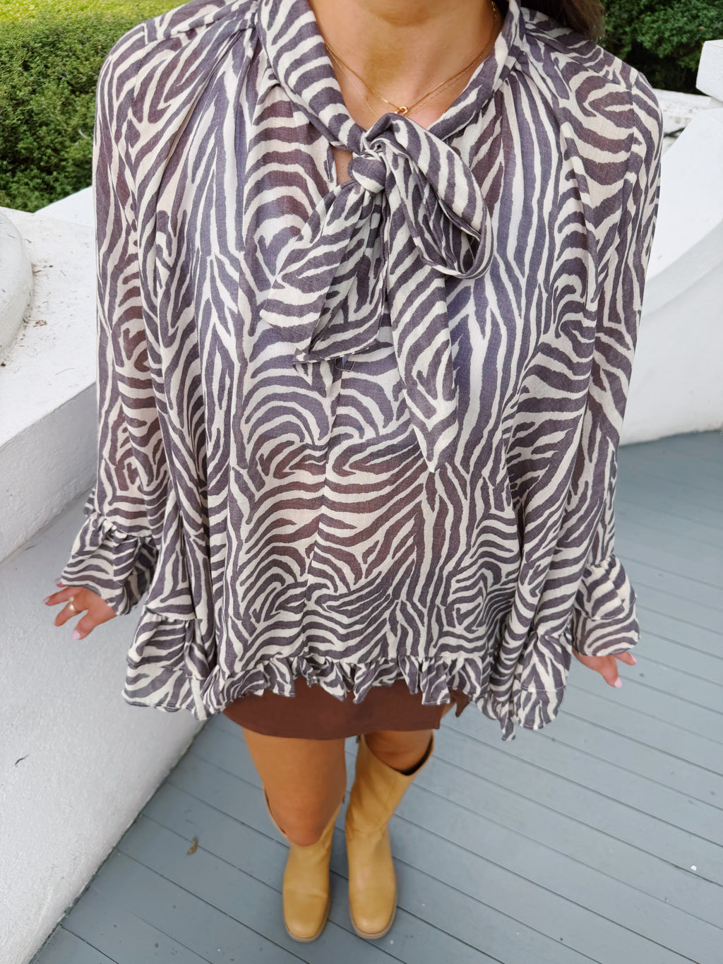 Zebra Ruffle Blouse
