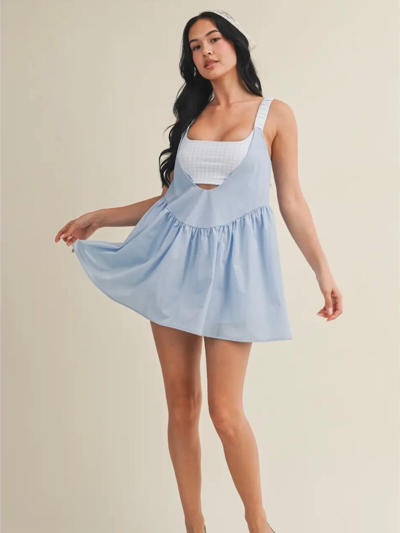 Kimberly Blue Gingham Athletic Romper