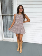 Brown Sugar Gingham Romper