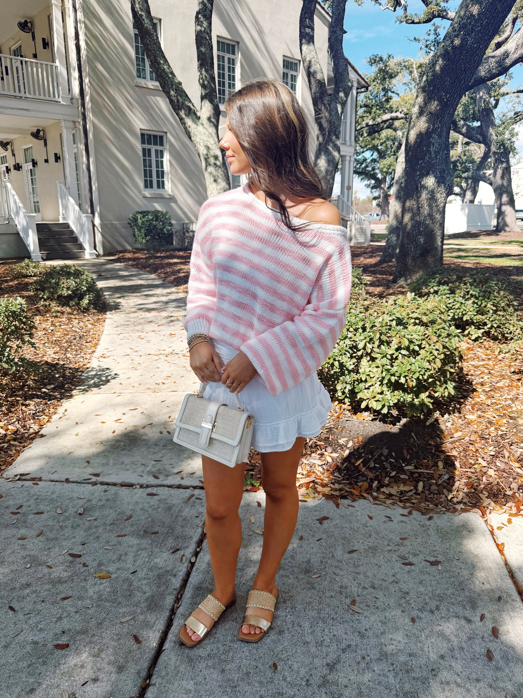 Sweetheart Striped Off-the-Shoulder Top