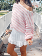 Sweetheart Striped Off-the-Shoulder Top