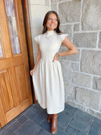 Cream Mockneck Sweater Dress