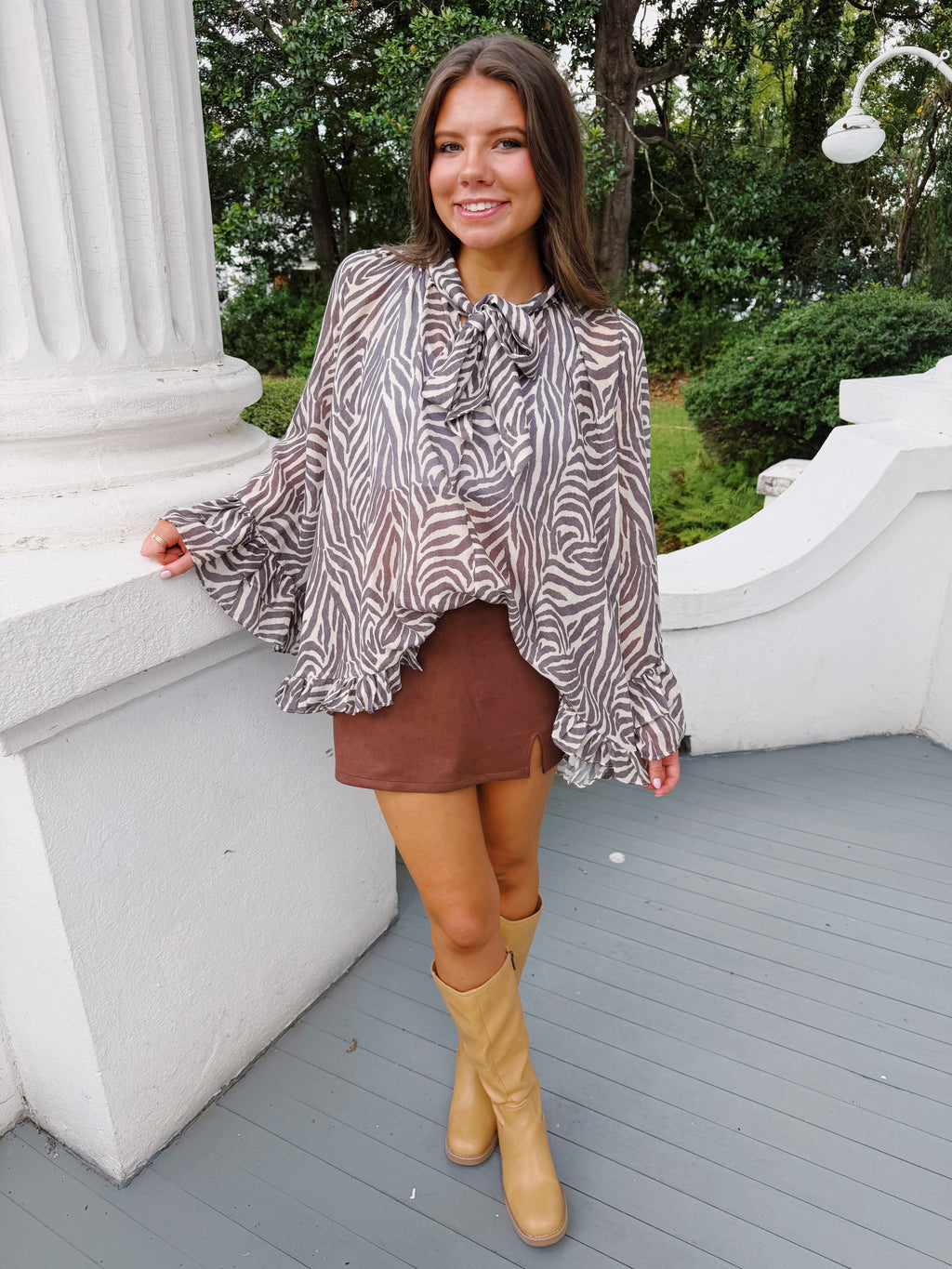 Zebra Ruffle Blouse