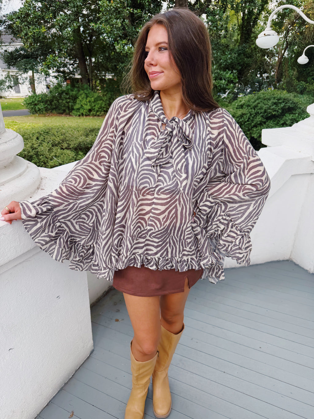 Zebra Ruffle Blouse