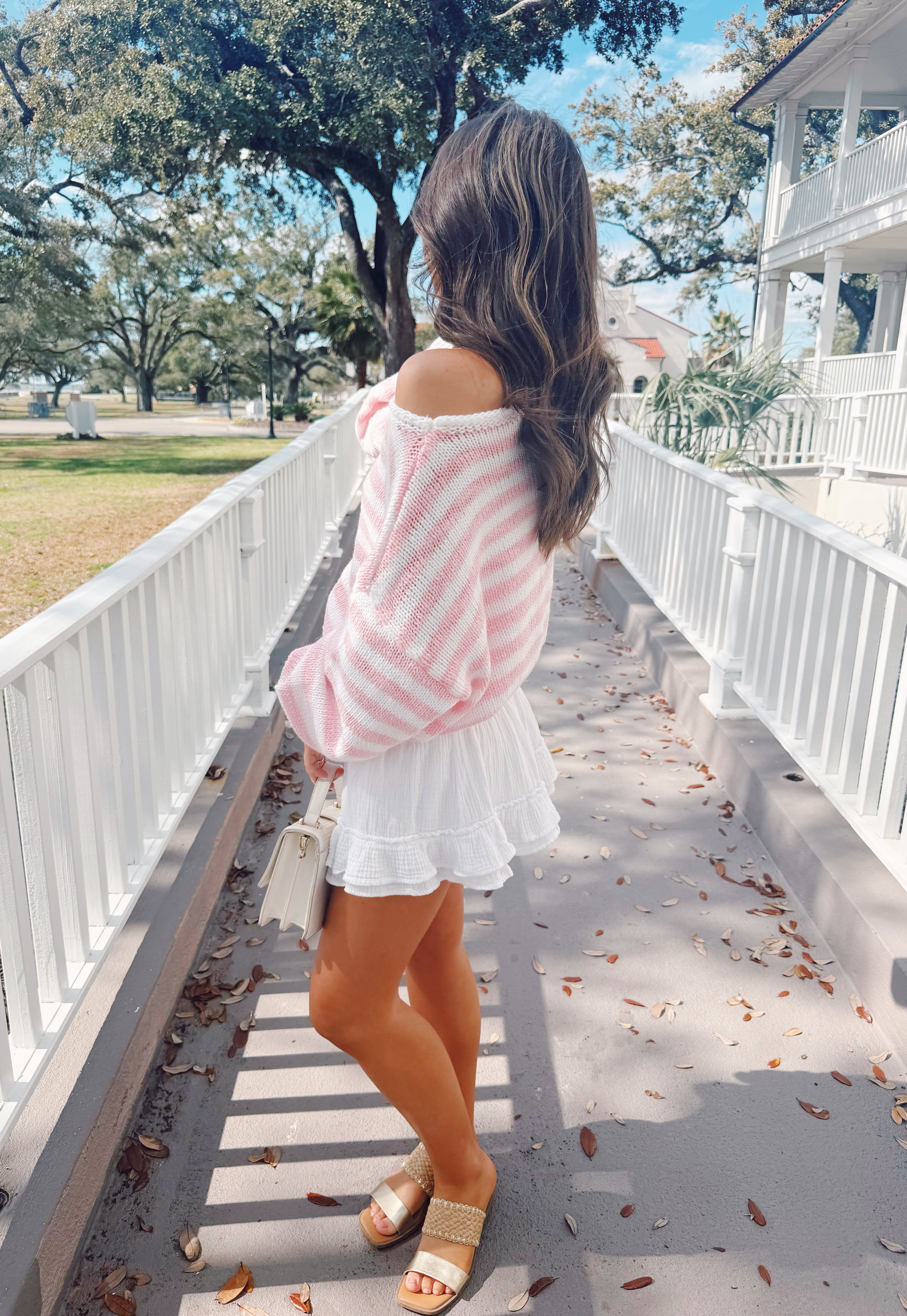 Sweetheart Striped Off-the-Shoulder Top