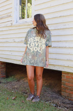 Jesus Loves You Oversized Camo Tee