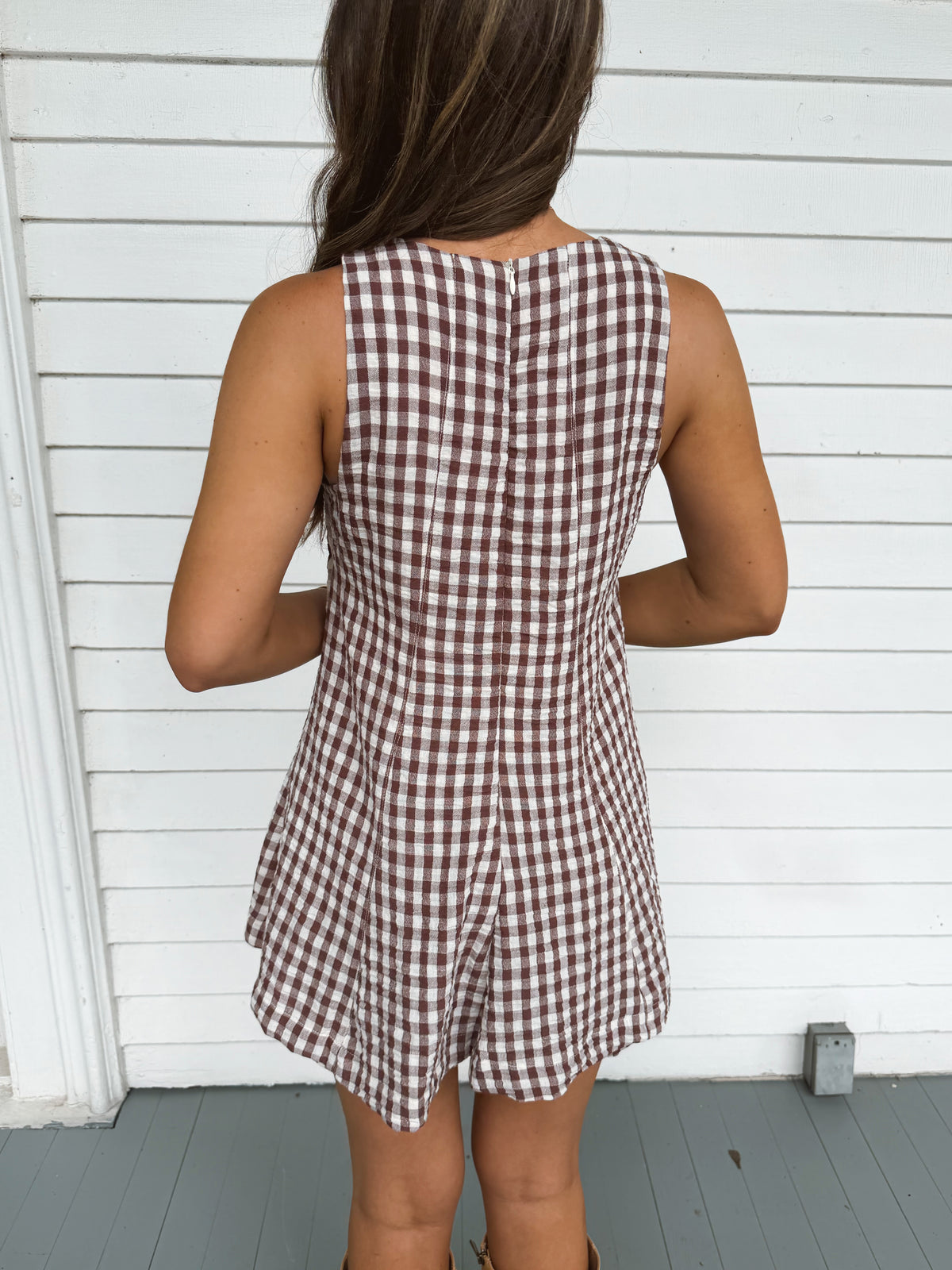 Brown Sugar Gingham Romper