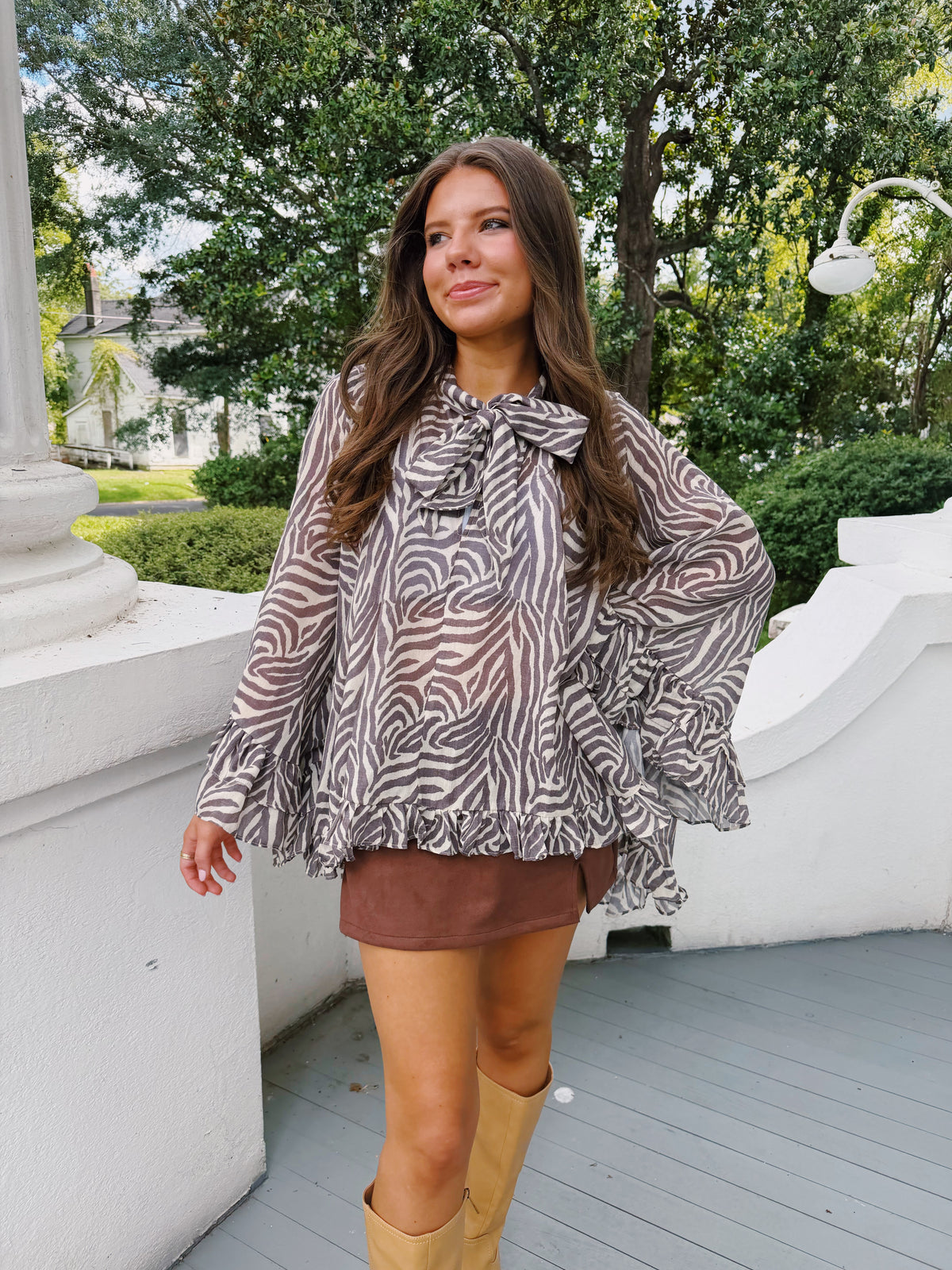 Zebra Ruffle Blouse