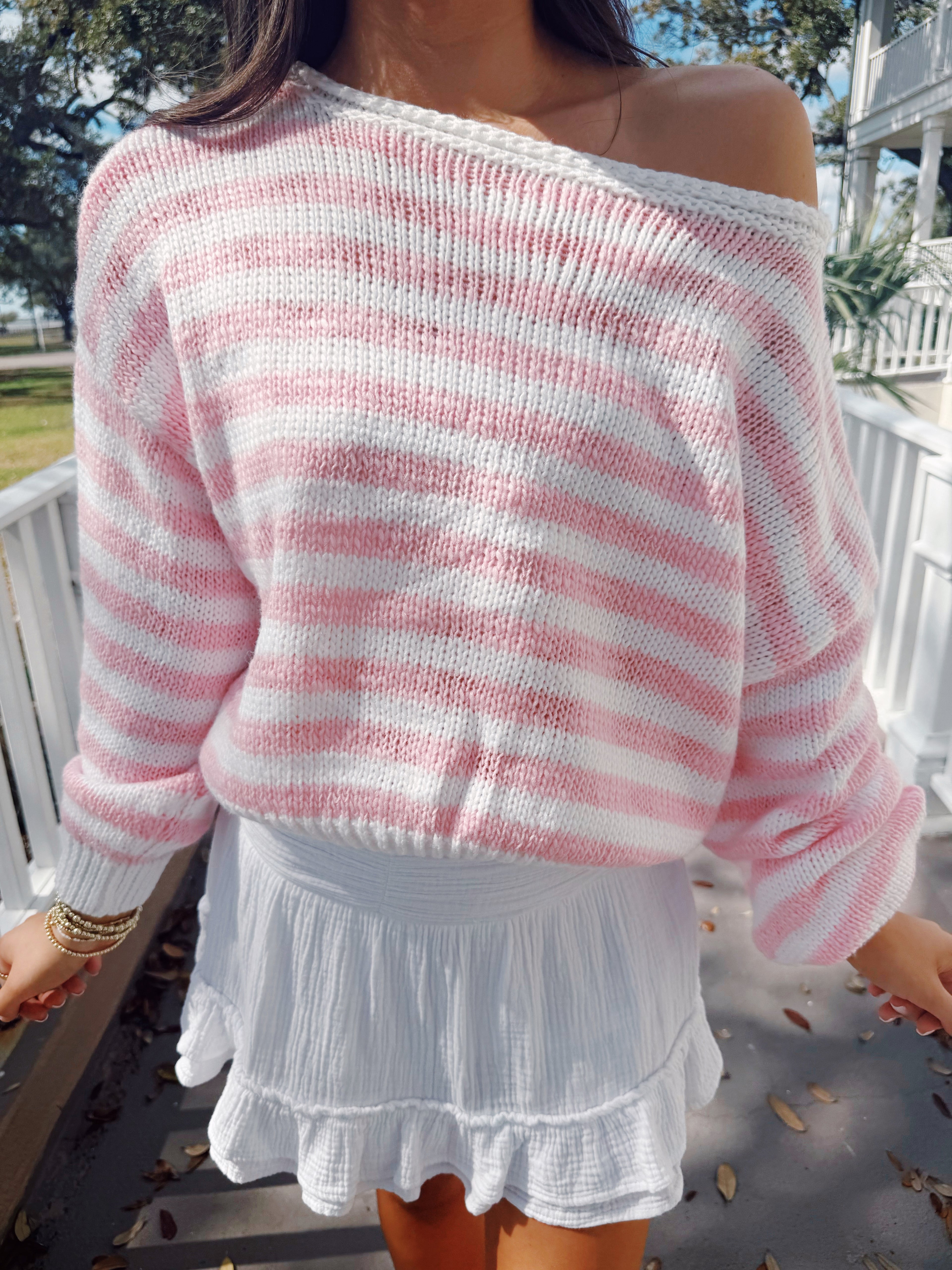 Sweetheart Striped Off-the-Shoulder Top