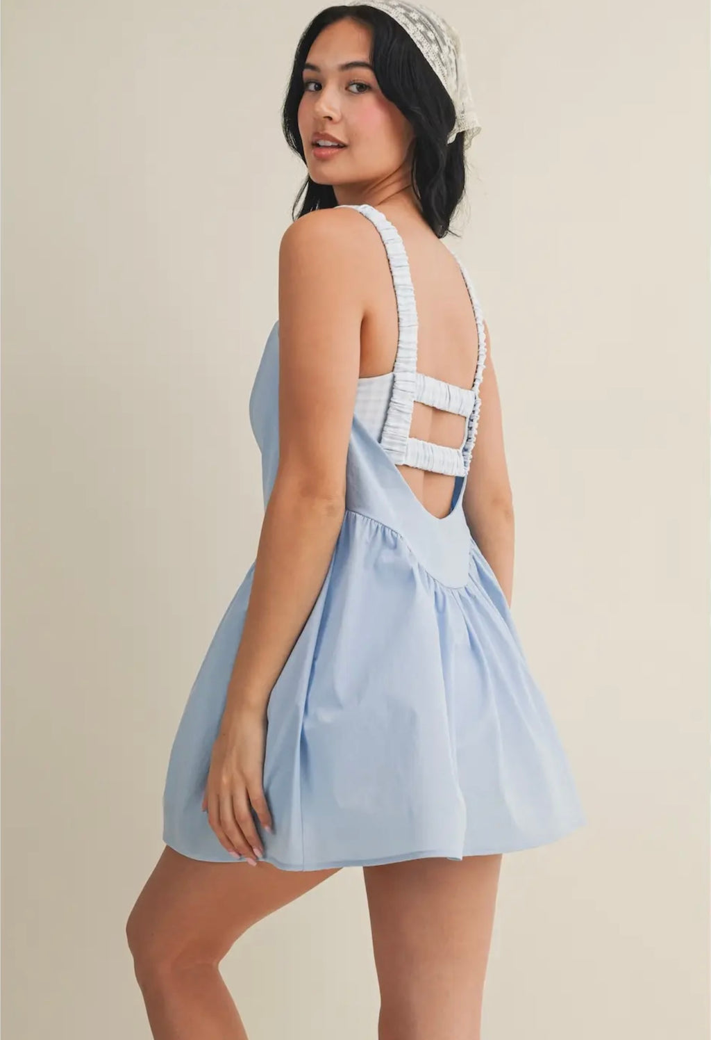 Kimberly Blue Gingham Athletic Romper