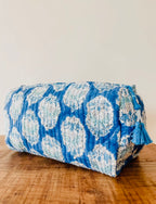 Blue Quilted Makeup Bag