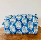 Blue Quilted Makeup Bag